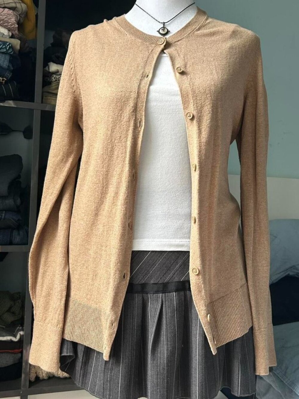 Gap Tan Cotton Button Up Cardigain sz L